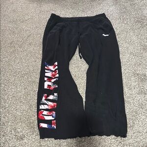 PINK Victoria's Secret Black and Red Boyfriend Pants with Floral design